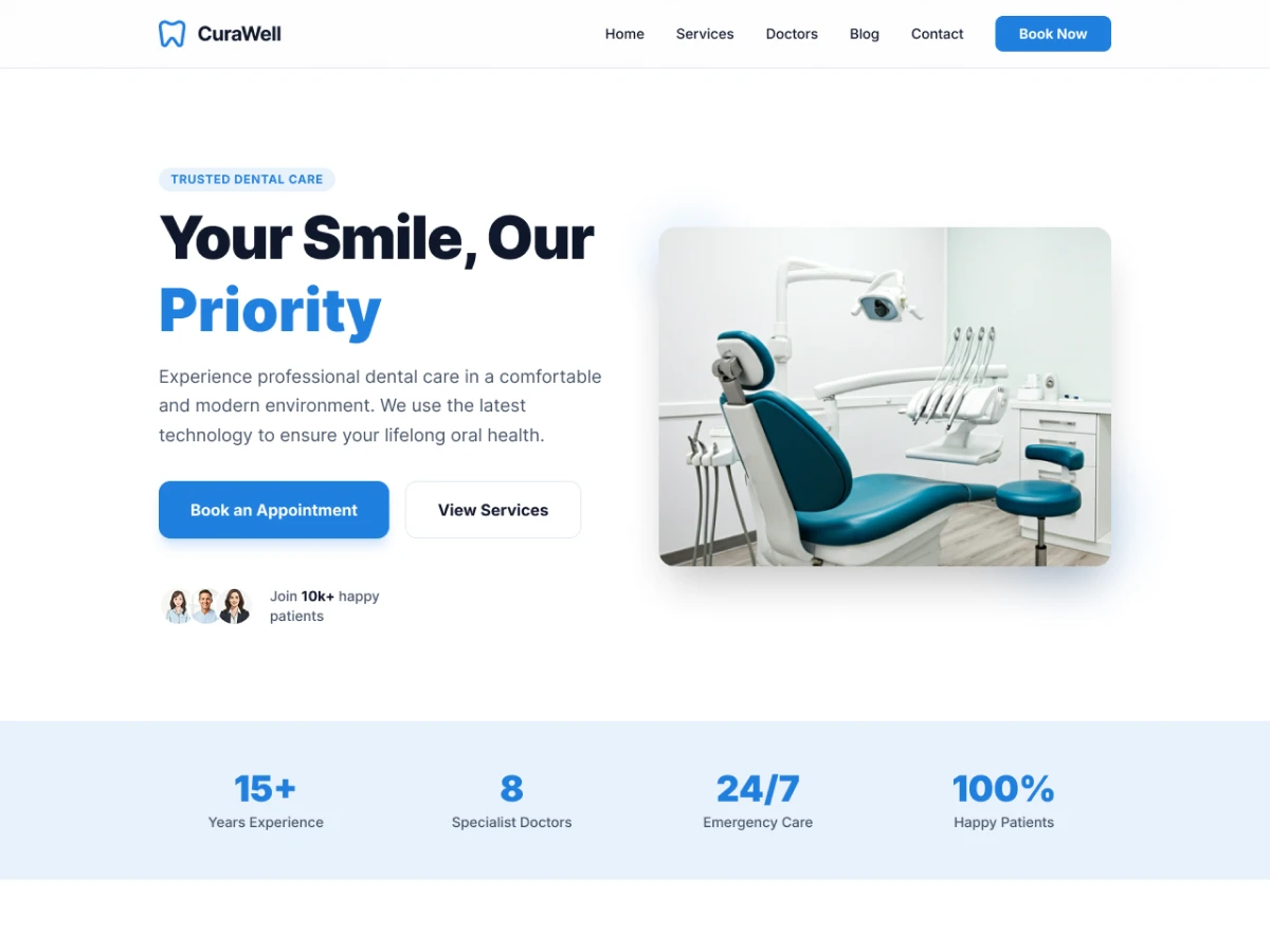 Screenshot of CuraWell WordPress theme